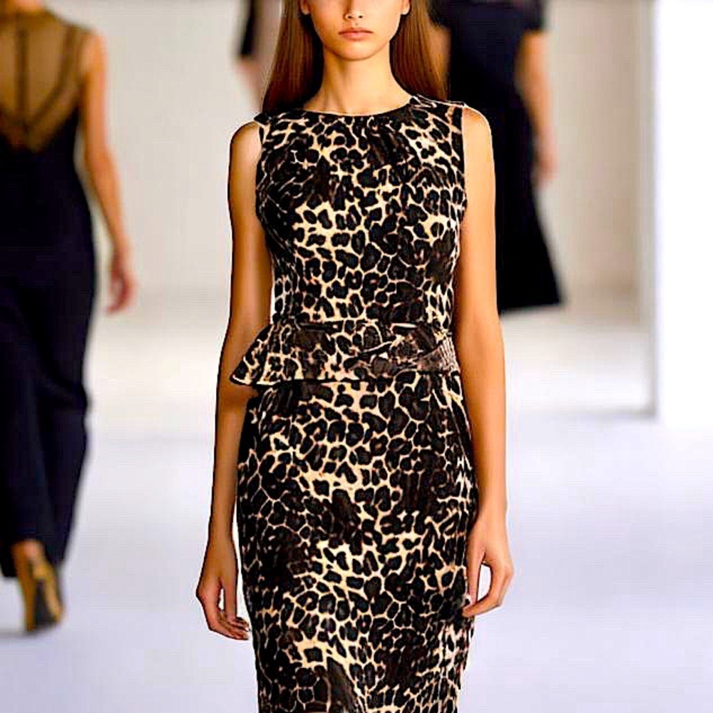 Anne Klein Leopard Animal Print Sleeveless Cocktail Career Dress - Picture 6 of 6
